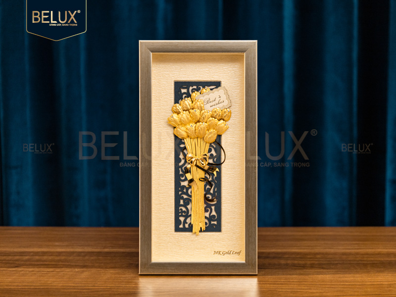 Tranh hoa Tuylip dát vàng 24k 26x13cm